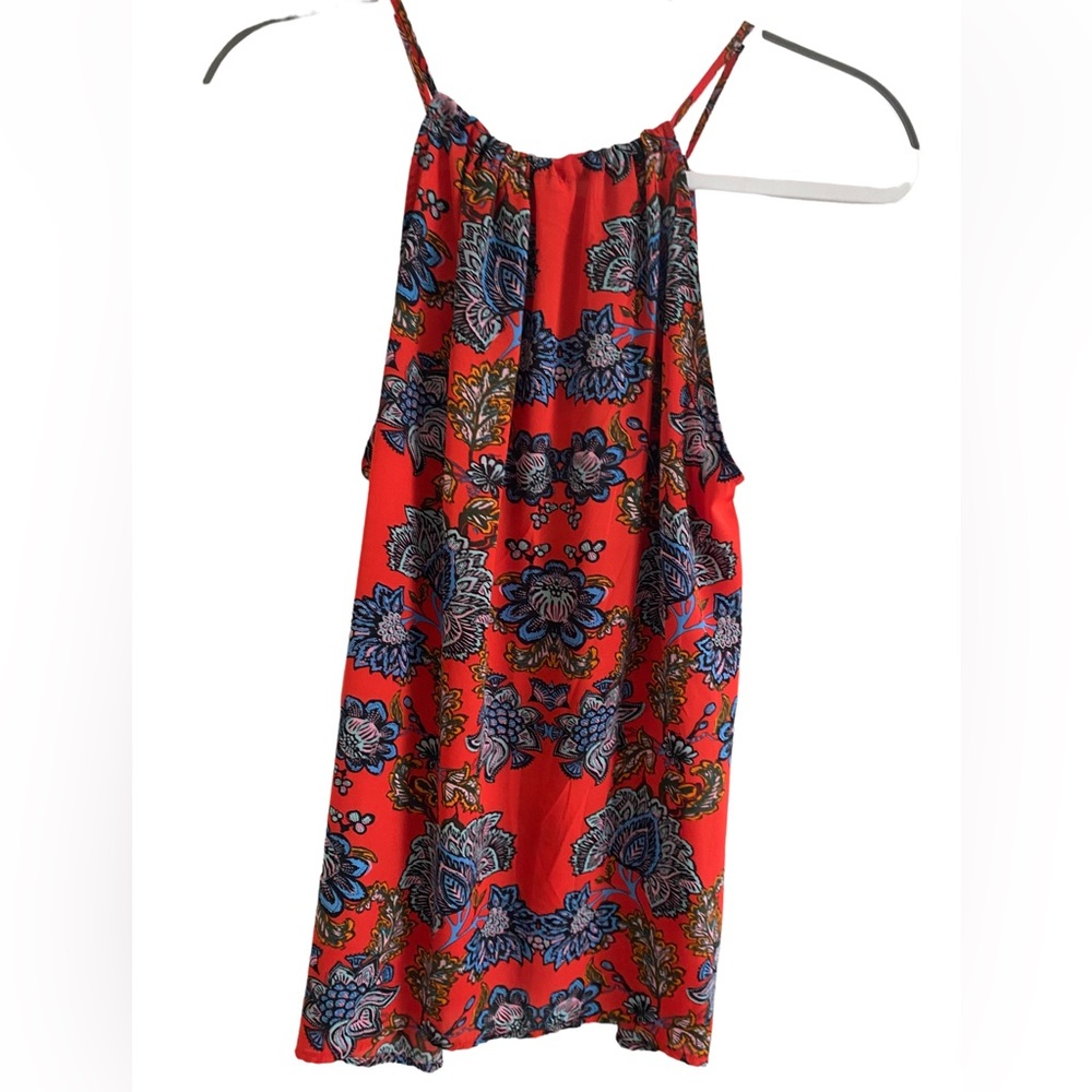 Collective Concepts like new red and blue floral tank top worn once.